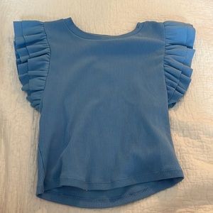 zara blue ruffle top